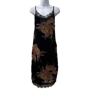 Band Of Gypsies Slip Dress XS Floral Velvet Burnout Lace Fairy Grunge Whimsigoth